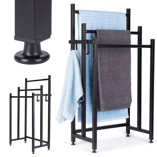 Handtuchständer 569821 Schwarz - Metall - 26 x 84 x 46 cm