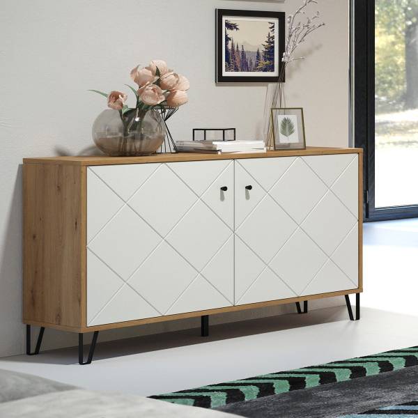 Buffet TOUCH Imitation chêne artisan / Blanc