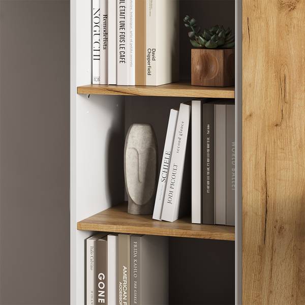 Bücherregal Tomy 54681 Eiche Dekor - Reinweiß - Eiche Weiß Dekor - 40 x 120 cm