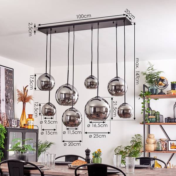 Deckenleuchte Cesaro Grau - Silber - Metall - 80 x 30 x 80 cm