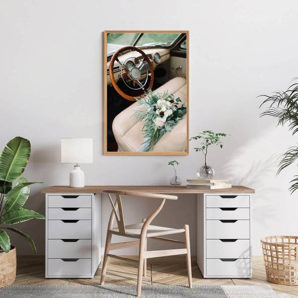 Tableau mural encadré bucolique Marron - Acacia - 95 x 65 x 3 cm