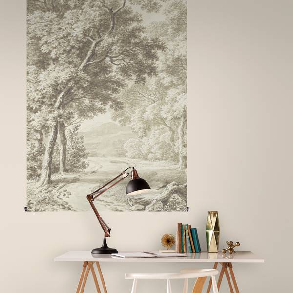 Wandteppich Waldweg Grün - Leinen - 100 x 150 x 1 cm