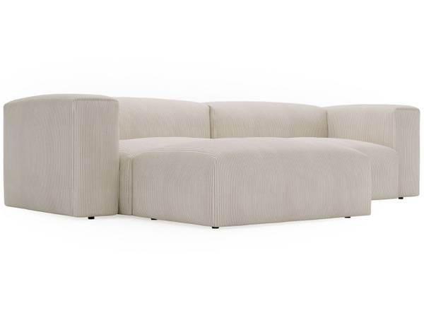Ecksofa LANDI Creme - Armlehne beidseitig montierbar - Ecke davorstehend links - Ottomane davorstehend links