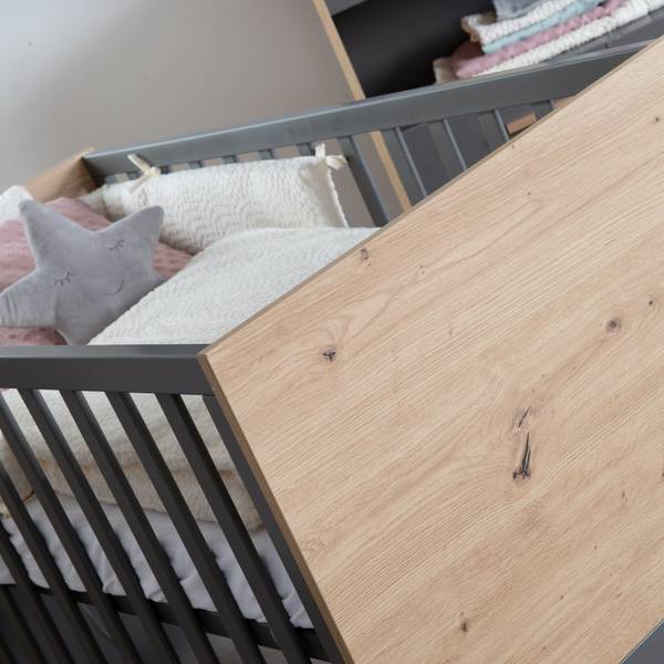 Baby- + Beistellbett Anna Grau - Holzwerkstoff - 66 x 80 x 123 cm