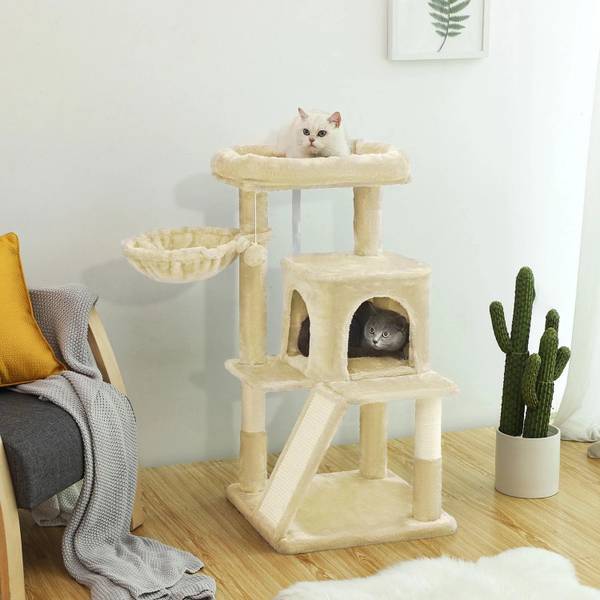 Katzenbaum Mbabane Beige - Textil - 48 x 96 x 48 cm