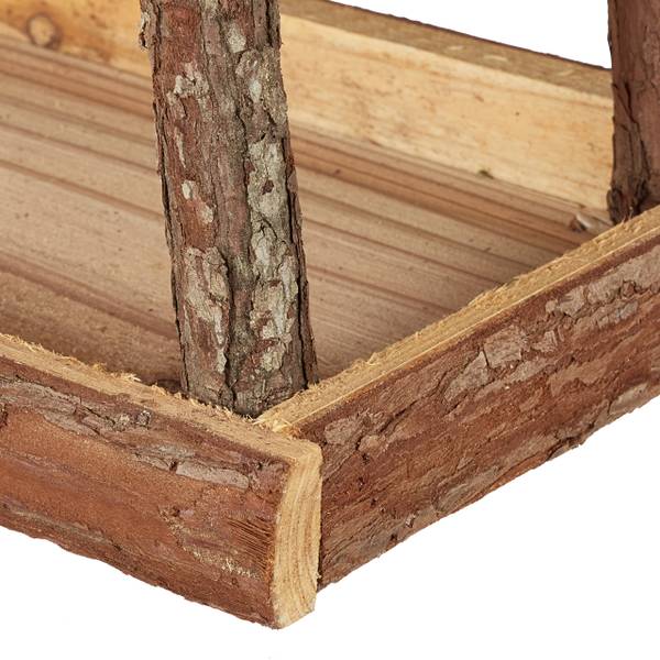 Vogelfutterhaus mit Rinde Braun - Holzwerkstoff - Kunststoff - 21 x 19 x 32 cm