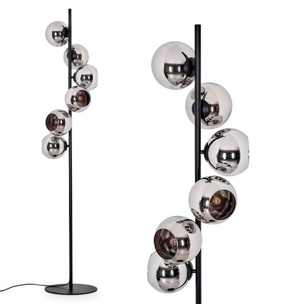 Stehlampe Recanati Grau - Silber - Metall - 17 x 160 x 83 cm