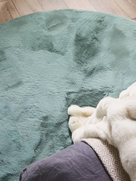 Kunstfell-Teppich Dave Mint - Durchmesser: 80 cm