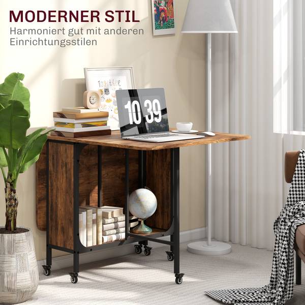 Opvouwbare eettafel 835-789V00RB bruin - plaatmateriaal op houtbasis - 80 x 74 x 130 cm