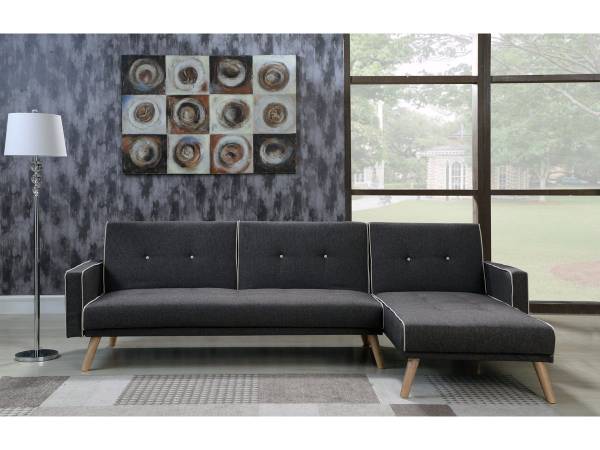 Ecksofa jules Grau - Textil - 148 x 75 x 275 cm