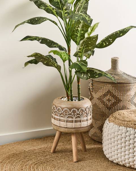 Plantenbak voor buiten CYRTOMIUM beige - bruin - bamboe - 27 x 42 x 27 cm