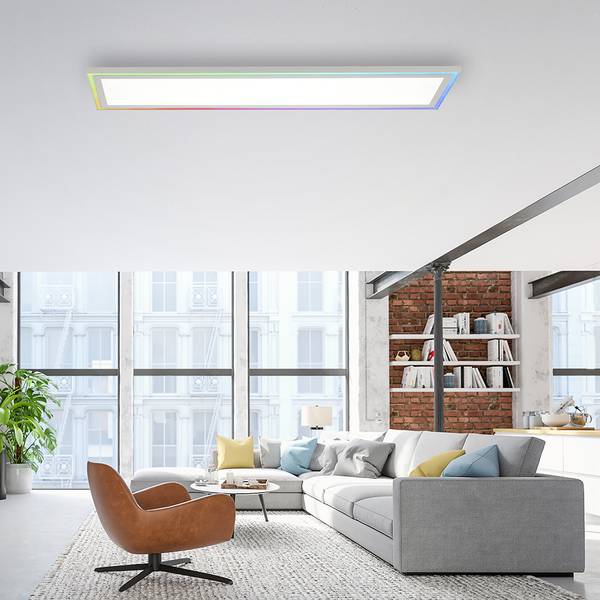 LED Deckenleuchte Panel Digital Weiß - Metall - Kunststoff - 25 x 6 x 100 cm