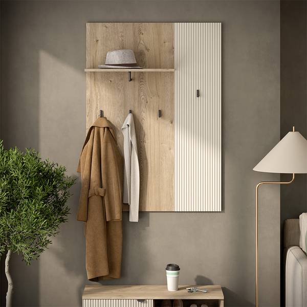 Wandkapstok Puerto 62740 beige - bruin - plaatmateriaal op houtbasis - 86 x 120 x 22 cm