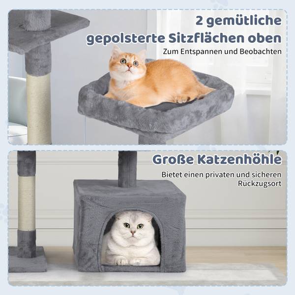 Kratzbaum PV10490QH Grau - Holzwerkstoff - 121 x 136 x 70 cm