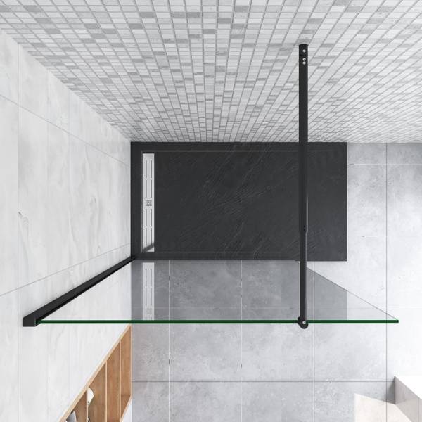 schwarze Duschwand Walk-In Schwarz - Sicherheitsglas - 50 x 200 x 1 cm