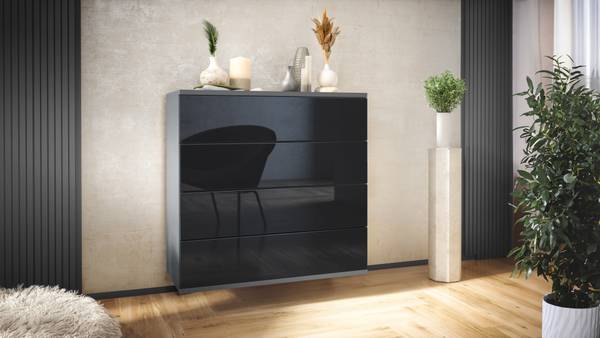 Kommode Pavos V3 hängend Hochglanz Schwarz