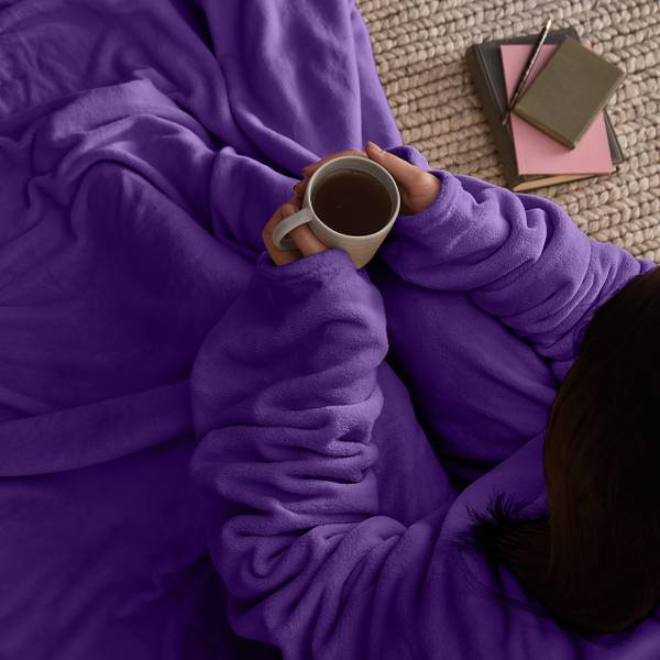 Kuscheldecke TV Handy &Fußtasche Flieder