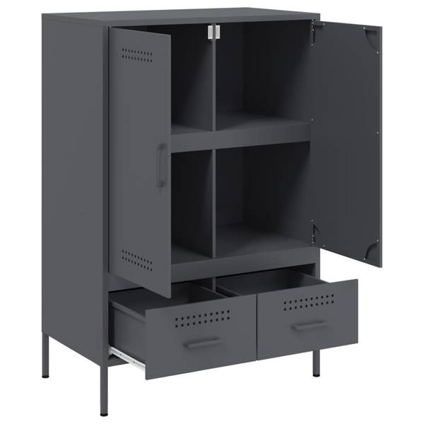Highboard DE4813 Grau - Metall - 39 x 102 x 68 cm