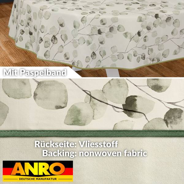 Wachstuchtischdecke Eukalyptus mit SAUM Tiefe: 200 cm