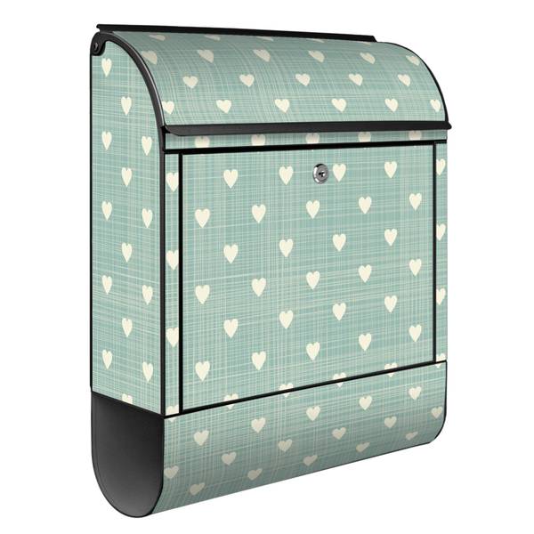 Briefkasten Stahl Muster Herzen Schwarz - Stahl - 38 x 46 x 13 cm