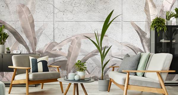 Vlies-Fotobehang TROPISCHE Planten Beton 90 x 60 x 60 cm