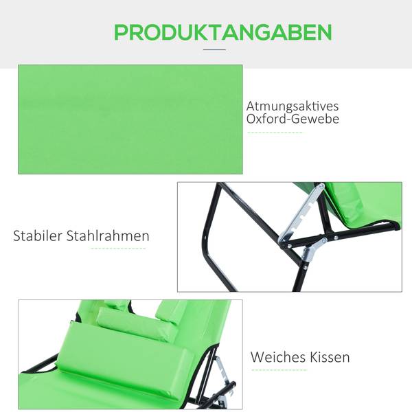 Zonnebed 84B-002GN groen - textiel - 58 x 36 x 187 cm