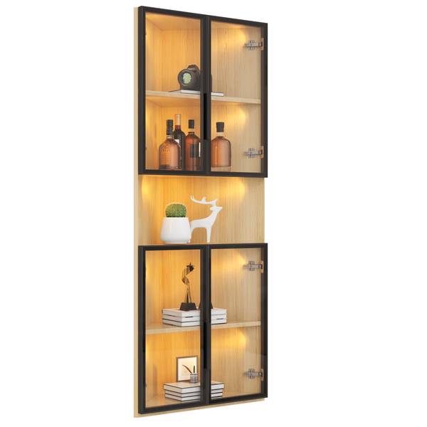 Standvitrine GLOWNatur Ⅴ Braun - Holzwerkstoff - 32 x 160 x 62 cm