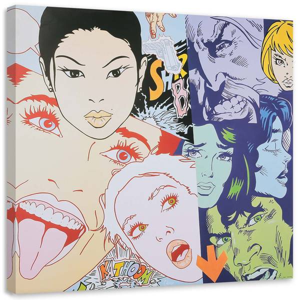 Tableau déco visages de bande dessinée 40 x 40 cm