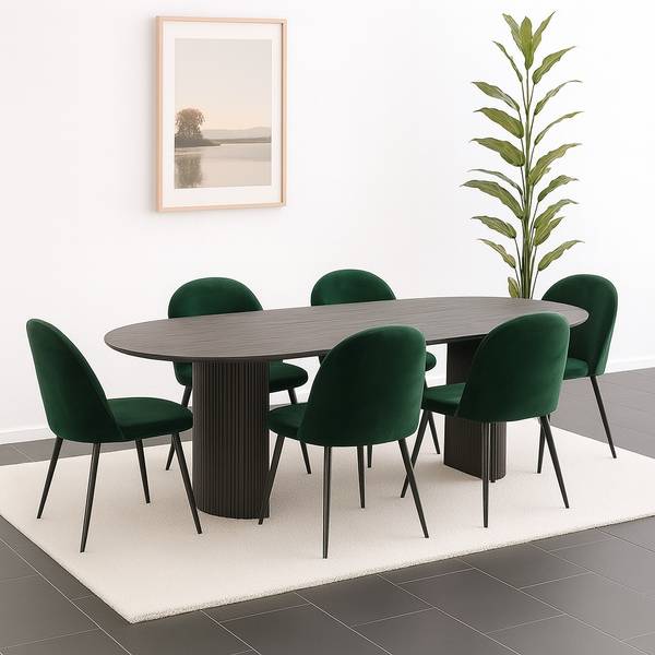 Ensemble repas Kyoto Lot de 7 Marron foncé - Vert