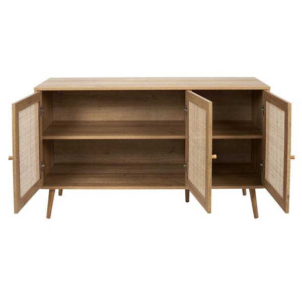 Kommode Tivo Beige - Rattan - Holz teilmassiv - 119 x 11 x 41 cm