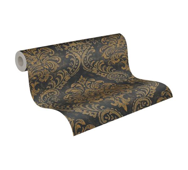 Vliestapete Klassisch mit Ornamenten Schwarz - Gold