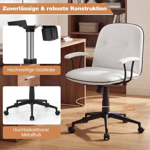 Bürodrehstuhl CB11041WH Weiß - Holzwerkstoff - 63 x 85 x 63 cm