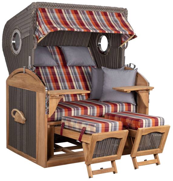 Strandkorb Schillig 2,5 Sitzer Rot - Teakholz - 142 x 170 x 95 cm