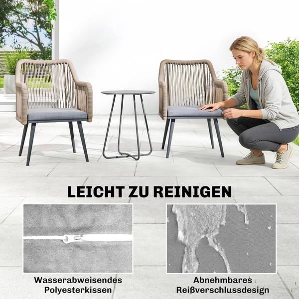 Tuin-eetkamerstoelenset 84G-881V00LG grijs - polyrotan - 54 x 80 x 65 cm
