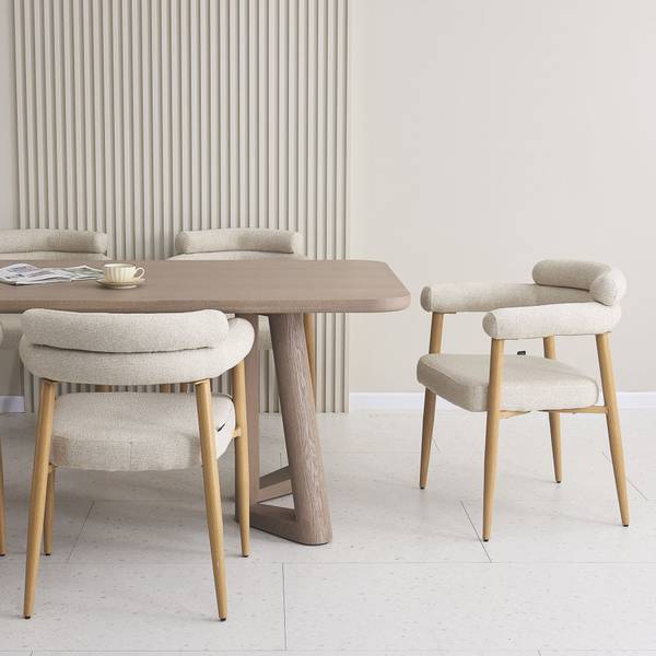 Esszimmerstuhl PRAGESS Beige - Bouclé - Webstoff - 64 x 80 x 60 cm