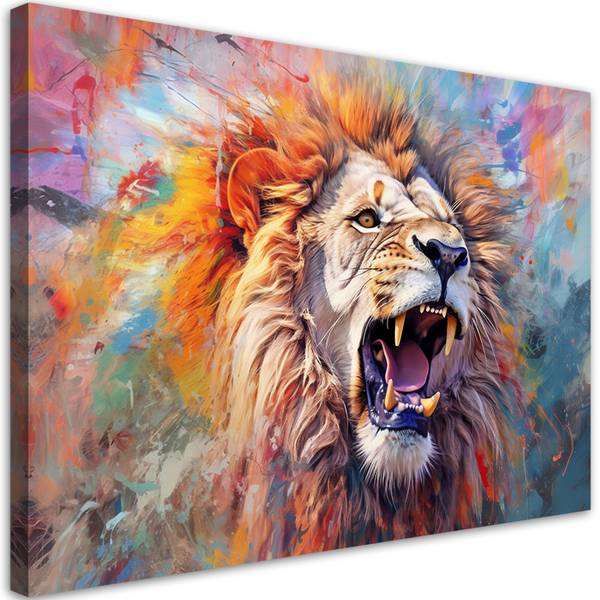 Wandbild gefährlicher löwe abstraktion 60 x 40 cm