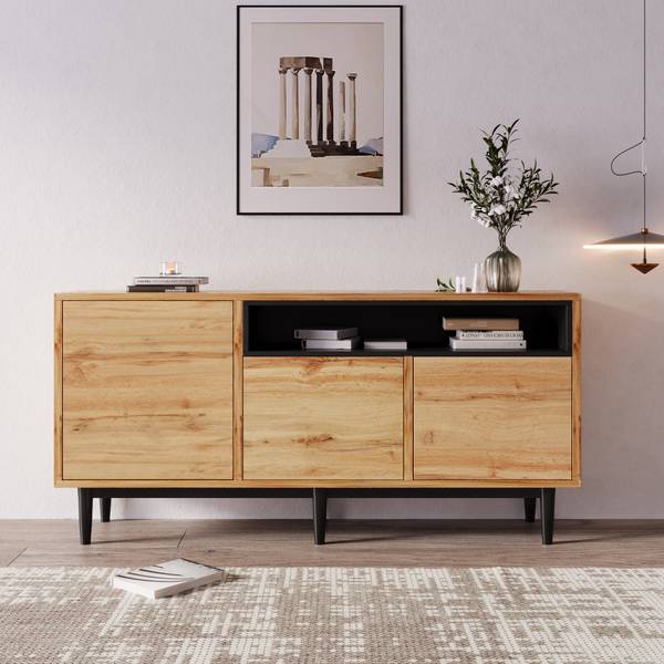 Sideboard Natur Ⅲ Beige - Stahl - 35 x 76 x 160 cm