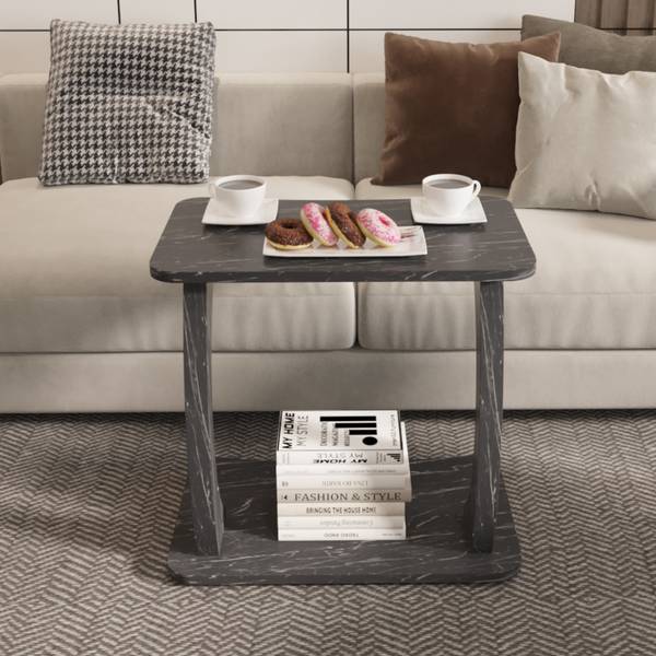 Table d’appoint Stattela Imitation marbre noir