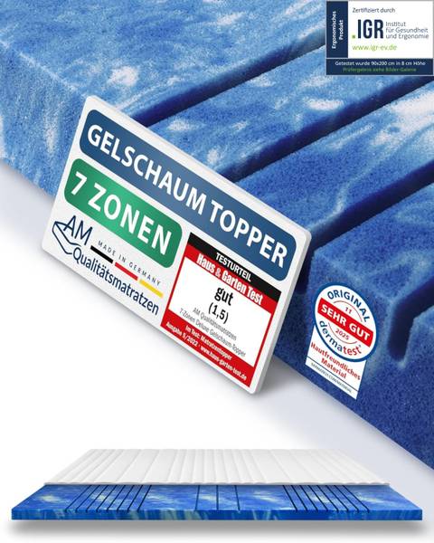 Gelschaum Topper 7 ZONEN DELUXE 100 x 200 cm