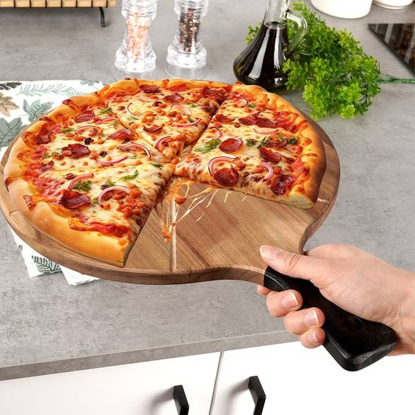 Pizzabrett 2-tlg. Set 279909 Braun - Massivholz - 30 x 2 x 43 cm
