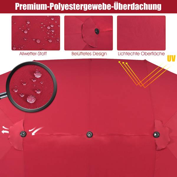 Sonnenschirm ZB33825 Rot - Metall - 280 x 245 x 470 cm