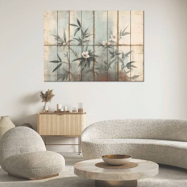 Wandbild pflanzensprossen und blumen 120 x 80 cm