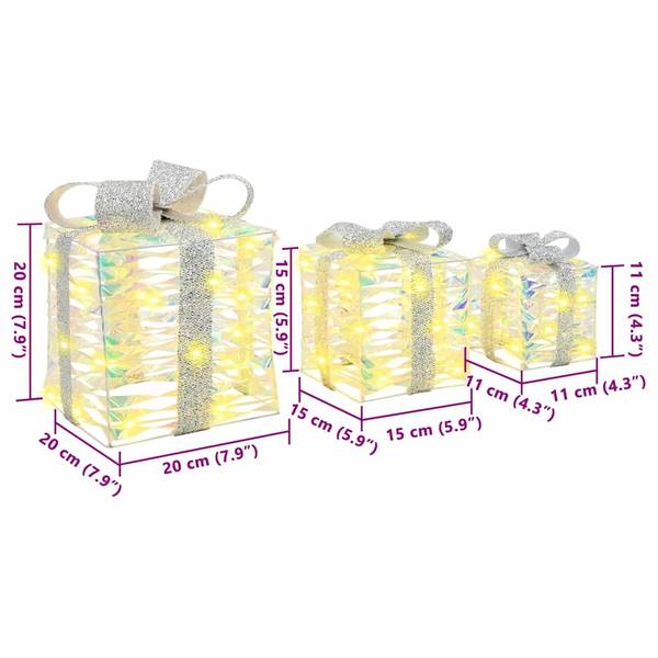 LED Geschenkboxen Deko 3-tlg 42019095 Kunststoff - 20 x 20 x 46 cm