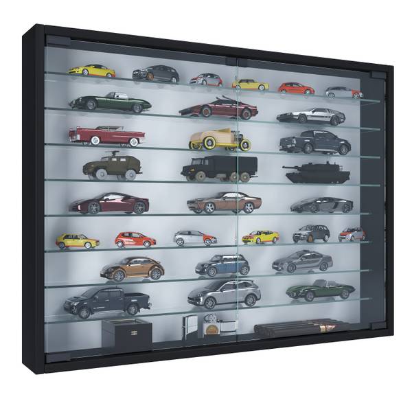 Wandvitrine Mandosa Schwarz - Hochglanz Schwarz