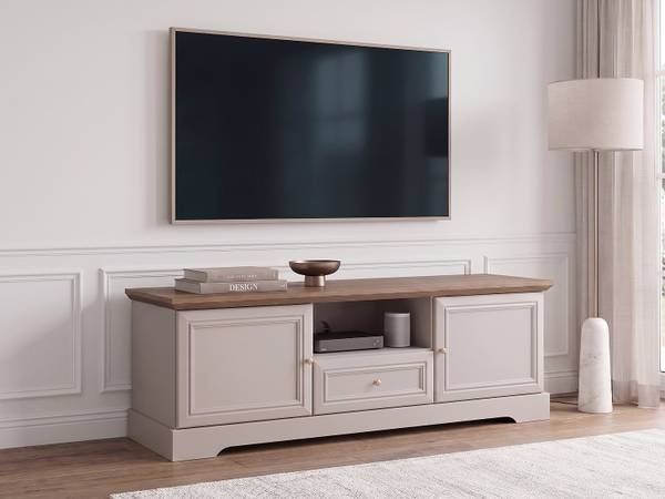 TV-Board ZARULA Beige - Braun - Holz teilmassiv - 155 x 54 x 47 cm