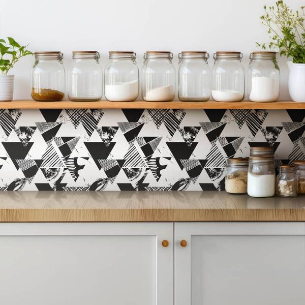 Zelfklevende Tegels Tria set van 9 zwart - polyester-PVC - 30 x 30 x 0 cm