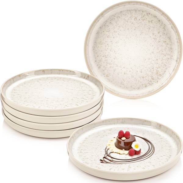 Dessertteller Set Key West - 6 teilig Beige - Stein - 21 x 1 x 21 cm