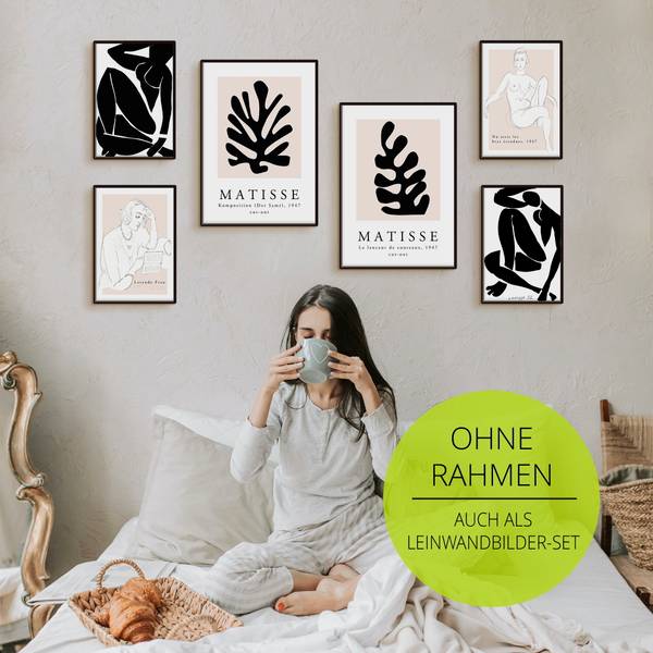 Poster Matisse Collage schwarz Set 6tlg. Schwarz - Papier - 60 x 45 x 1 cm