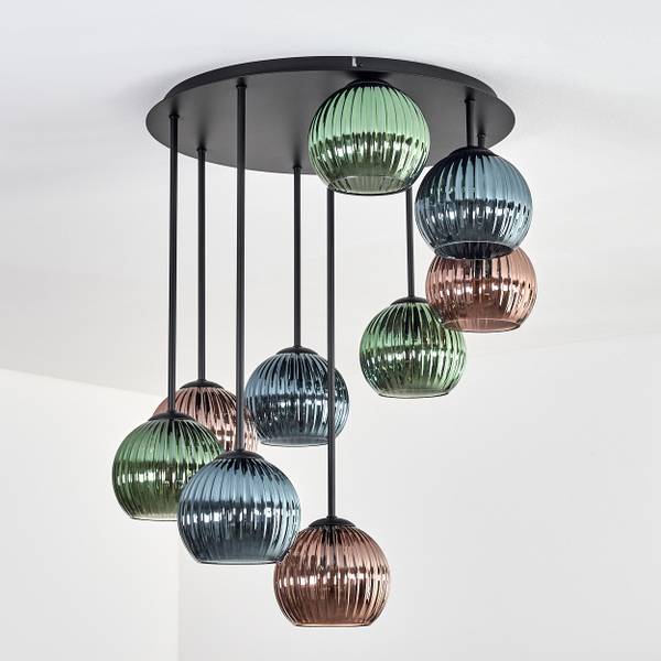 Deckenleuchte Cesaro Blau - Grün - Aluminium - Klarglas - 57 x 69 x 57 cm