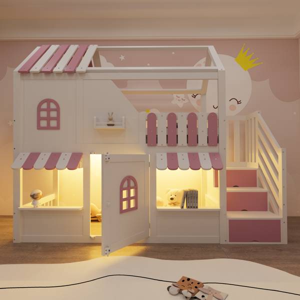 Hochbett Oneiros Ⅱ Pink - Weiß